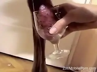Blonde woman ends zoophilia cam play by drinking the sperm