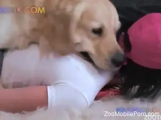 Amateur woman filmed in scenes of real zoophilia with a dog