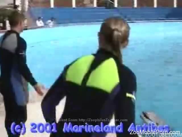Dolphin cock pleasured by a very skilled zoophile