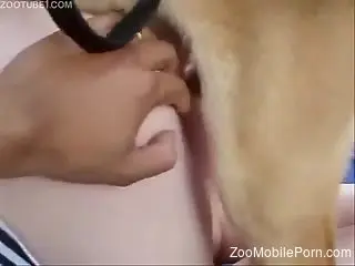 Bubble butt lady enjoying hardcore sex with a dog
