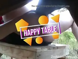 Mesmerizing sex scene set on THE HAPPY TABLE