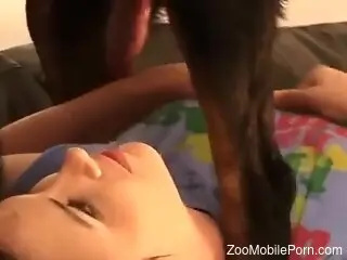 Thirsty emo MILF fucking her pet because she can