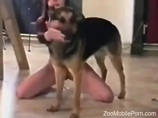 Sensual babe plays with her dog's cock in very sexy manners
