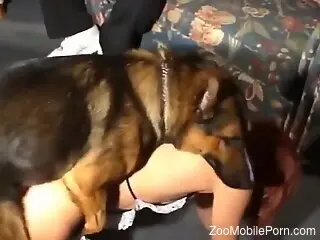 Redhead chick is having doggy-style zoo sex
